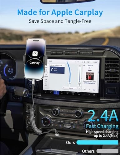 Coiled Lightning Cable for Car, 2Pack Retractable iPhone Charger 3FT Coiled