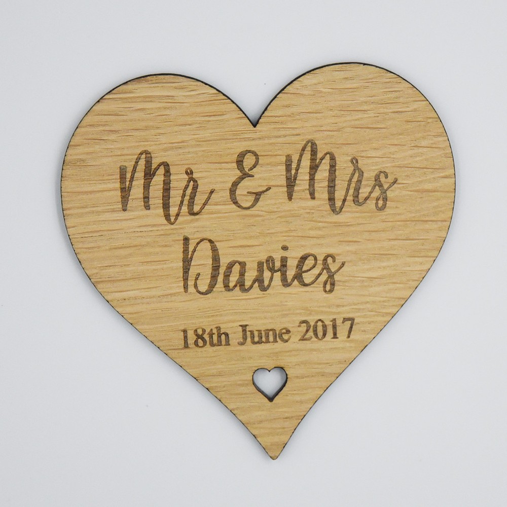 Personalised Mr & Mrs Heart Drinks Coaster
