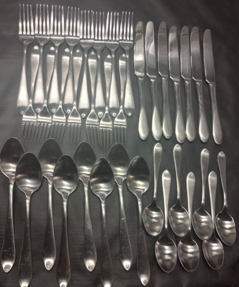 Ginkgo Linden 37 PC Flatware Set Serv 7 +