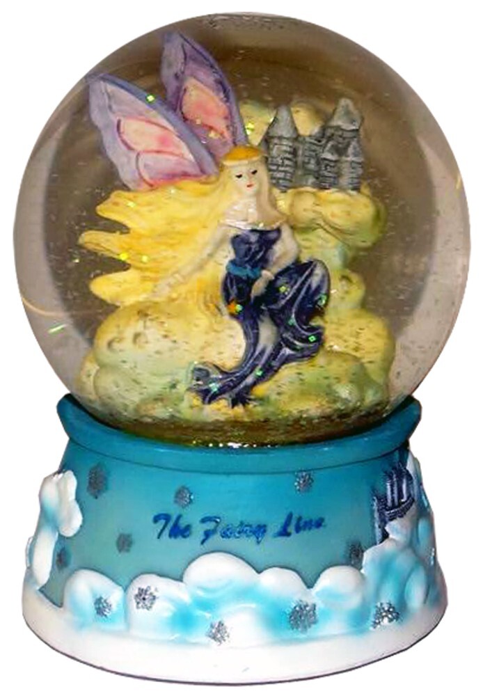 5" Waterglobe on Blue Base-Fairy and Castle