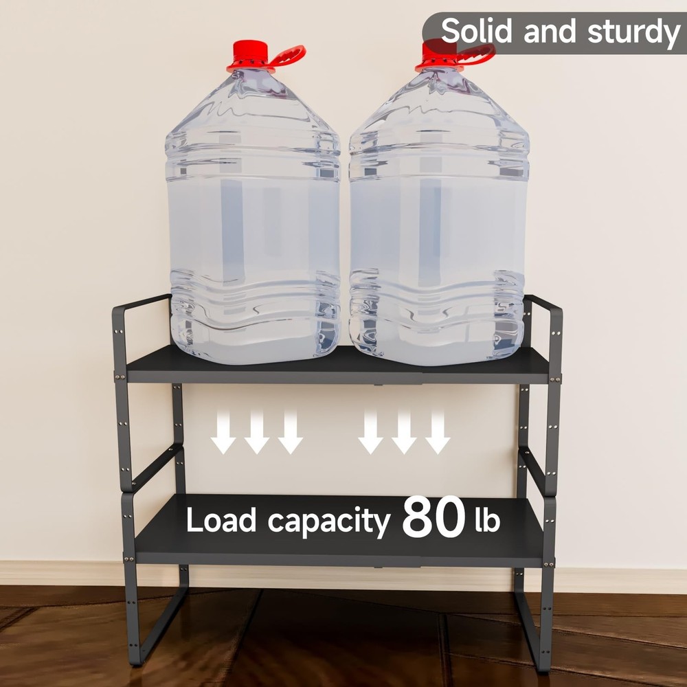 2Pack 16.5-27’’L Expandable Kitchen Shelf Organizer, Stackable Shelv