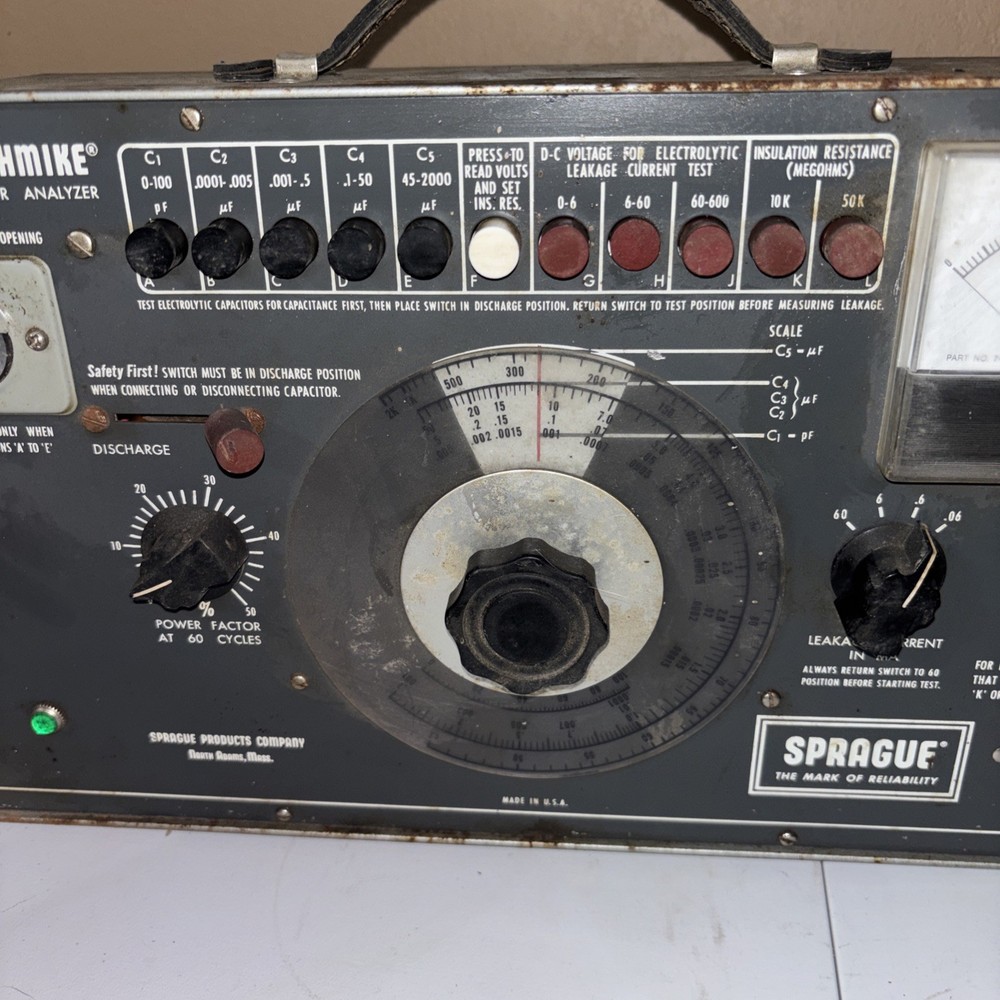 Sprague Tel-ohmike T0-6 Capacitor Analyzer Powers On Not Tested
