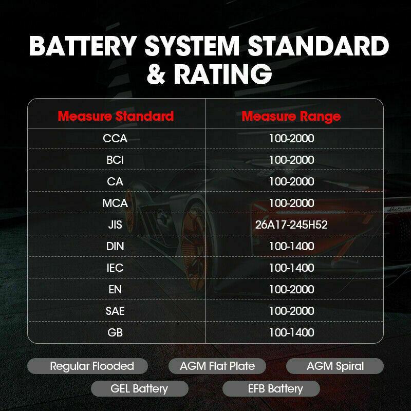 Auto Car Battery Tester with Printer 6V 12V Cranking Charging Load Test Analyzer