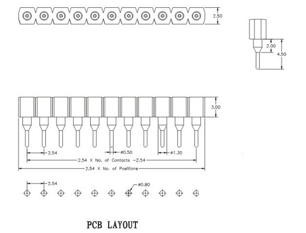 2Pcs 2.54mm Pitch 40 Pin Single Tin PCB Panel IC Breakable Round Female Header
