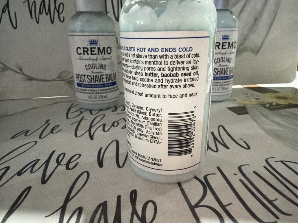 CREMO COOLING POST SHAVE BALM REFRESHING MINT 4 Fl Oz EA 3Pk