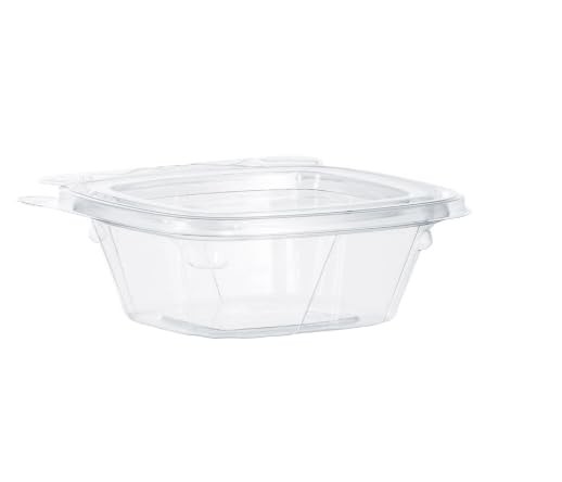 Dart CH4DEF 4 oz Tamper-Resistant Clear Hinged Container with Flat Lid (Pack of