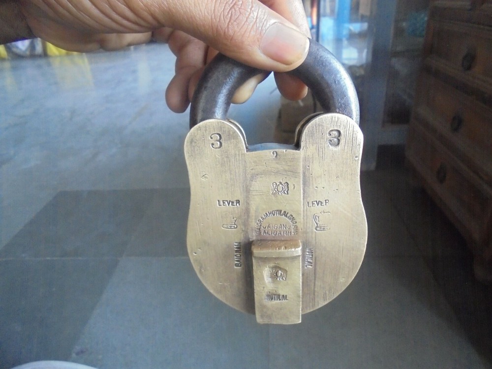 Vintage Brass Solid Heavy Handcrafted Crown & Monogram Engraved Padlock