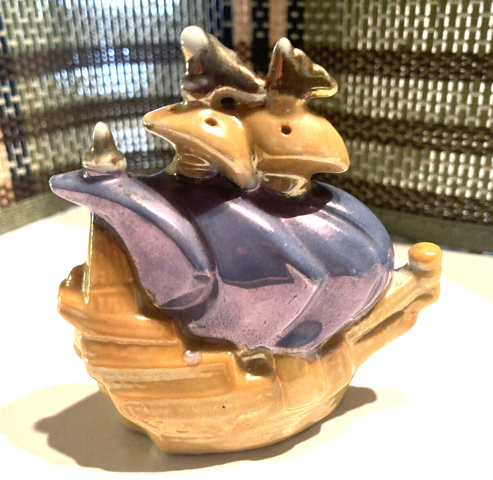 Lusterware Sailing Ship Salt Shaker With Cork Made in Japan