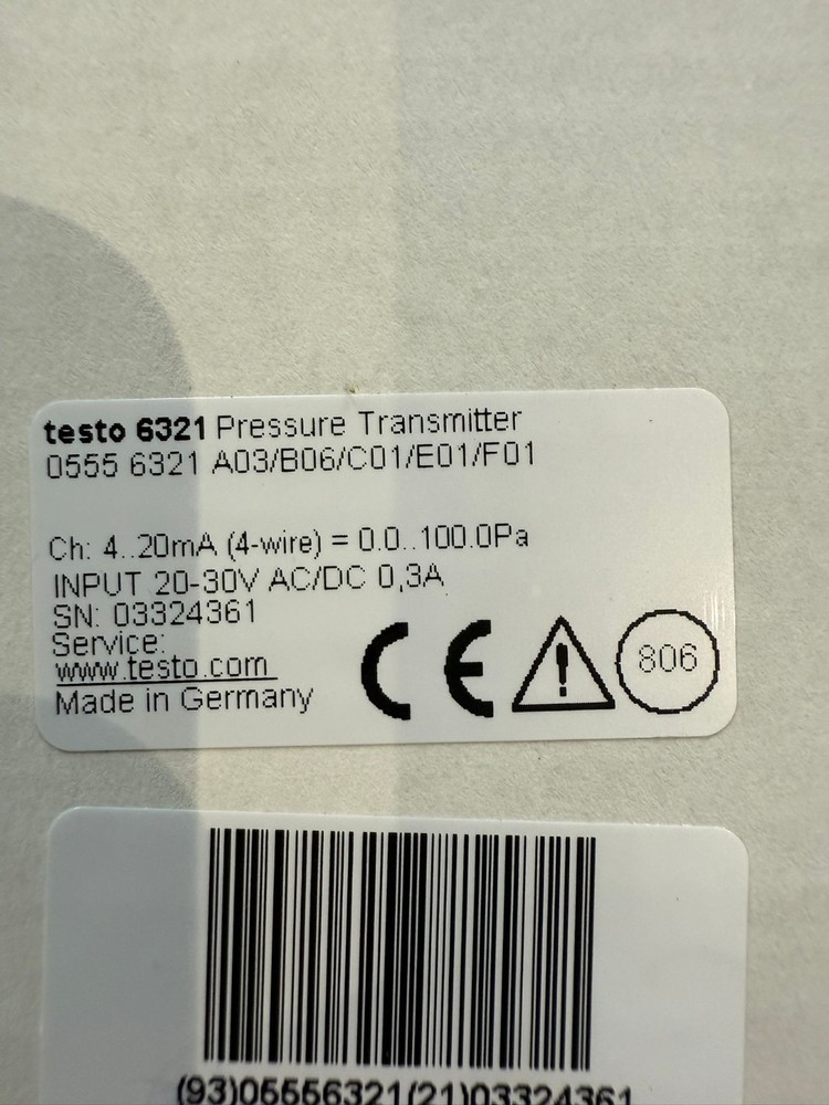 Testo 6321 – Precise Pressure/Flow/Speed Transmitter / -New/Original Packaging-