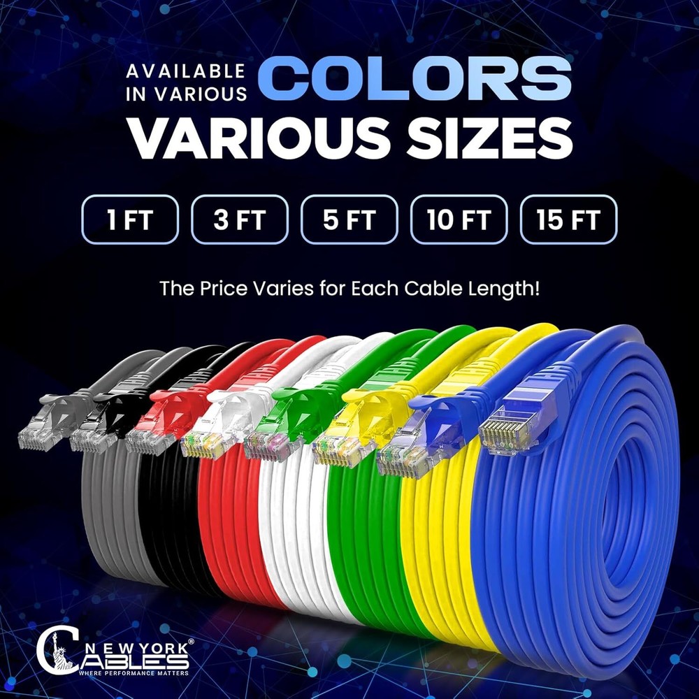 Cat6 Patch Cable 1ft RJ45 Ethernet Pure Copper – 5 Pack
