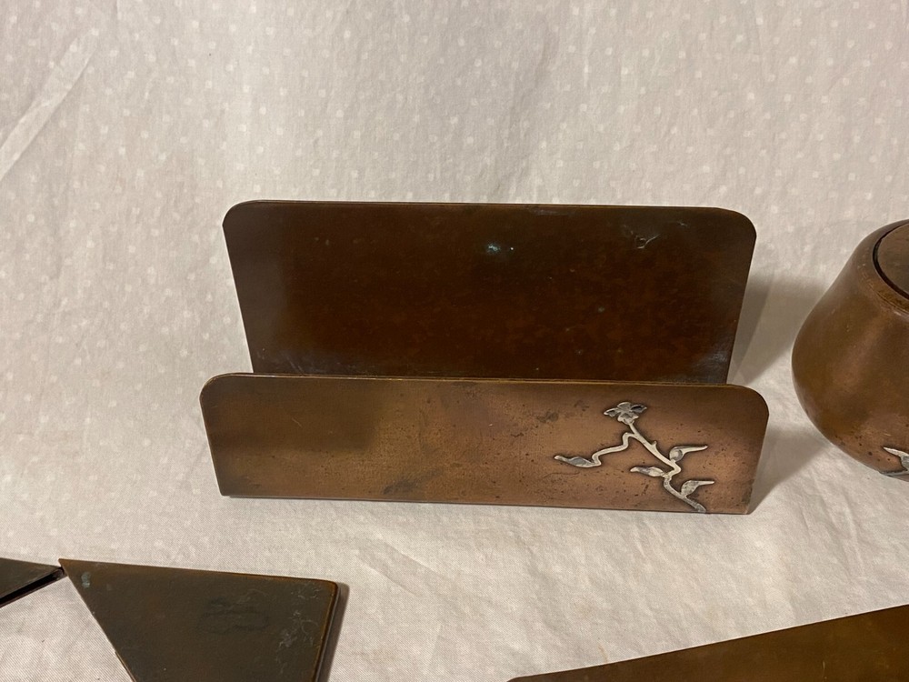 Heintz Sterling On Bronze Desk Set P-4