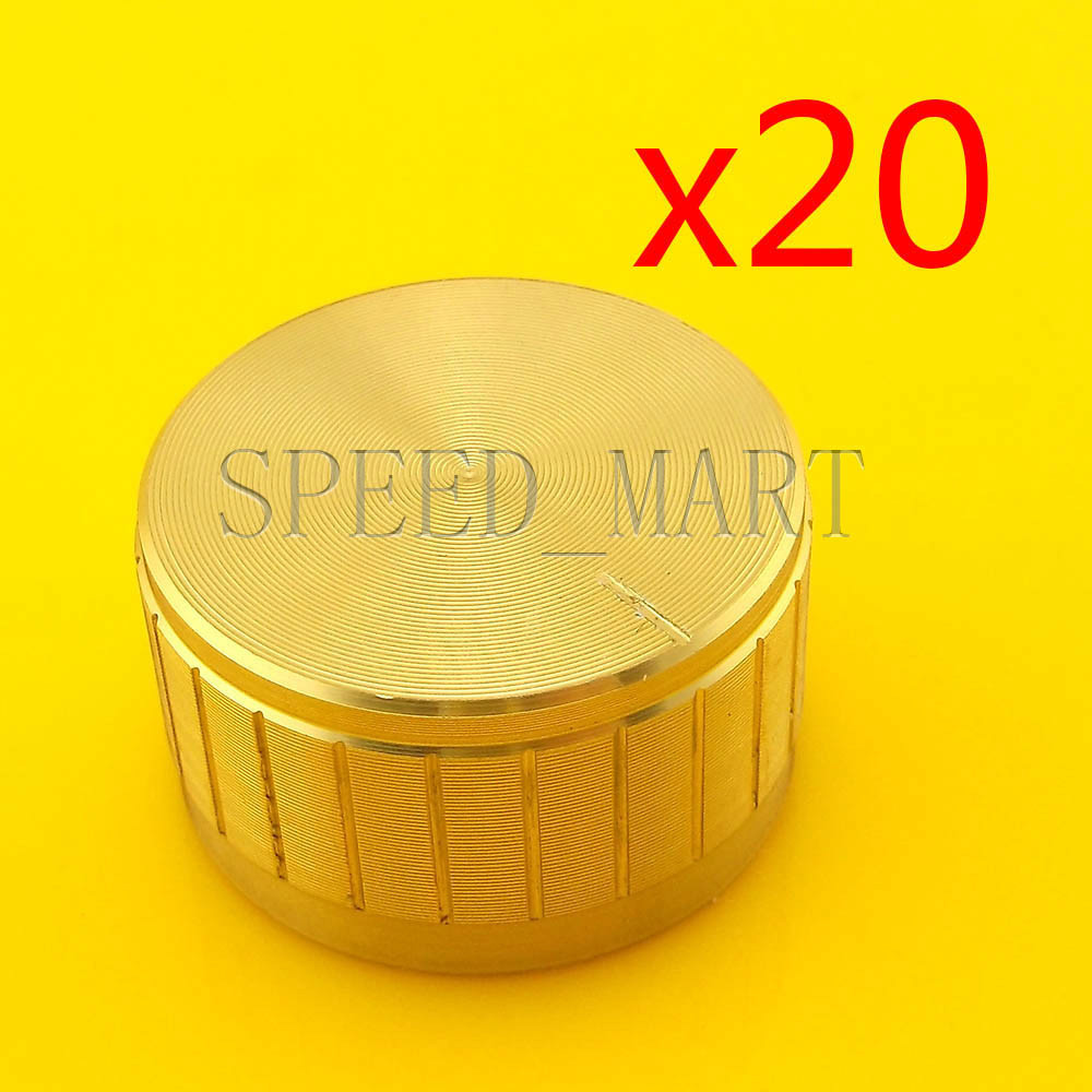 20 PCS Gold Knob 30*17mm Cap Rotary Switch CD Player Volume Pointer Hole 6mm