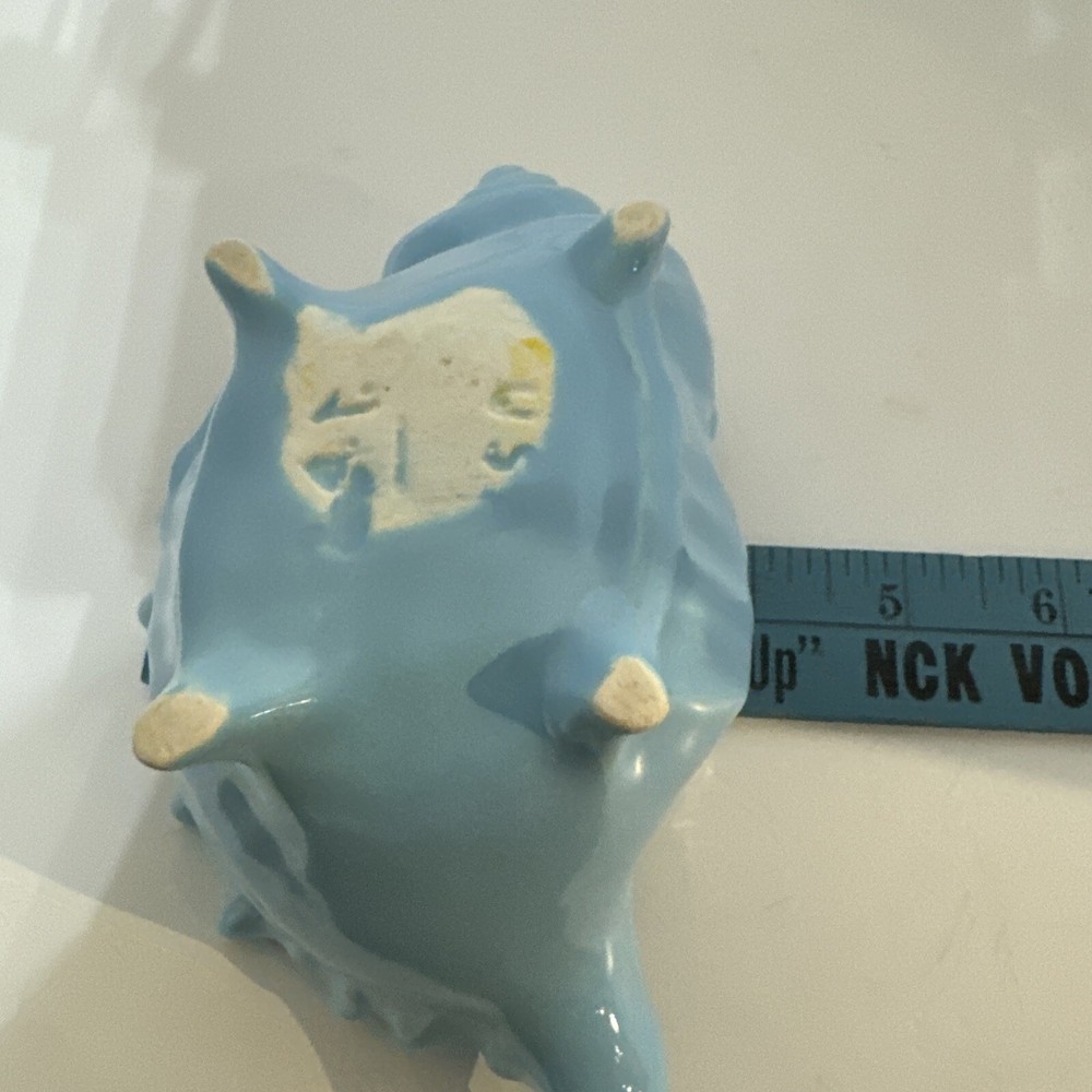 Blue Ceramic Conch Shell Planter Marked USA On Bottom 2.5” Tall