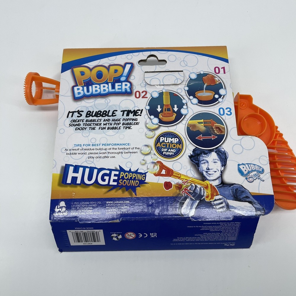 Lanard POP BUBBLER Bubble Shooting Gun with Dipping Tray & Bubble Solution