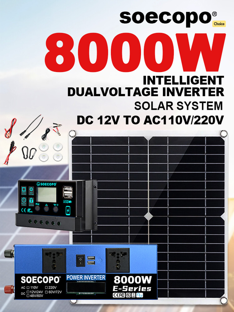 Solar Full Kit 8000w 110v Inverter 300W Solar Panel  Home 100A Controller System