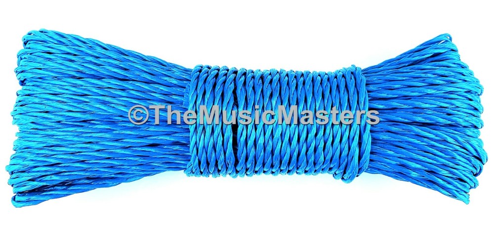 (2) Blue 100ft Twisted Poly UTILITY ROPE Line Cargo Tie Down Cord Twine String