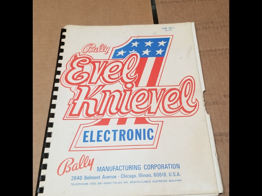 Bally Evel Kinievel Arcade Pinball Pin Ball Operations Manual Instructions