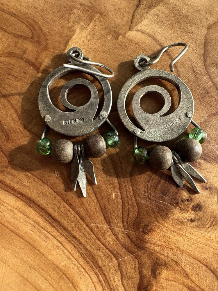 Hammered Sterling Silver SWIRL dangle Earrings