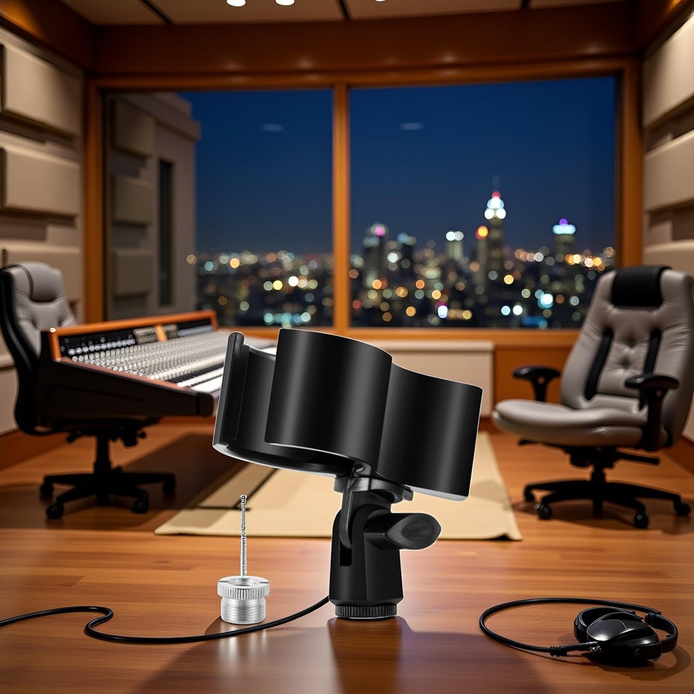 Black Adjustable Microphone Holder Clip, Plastic Spring Mic