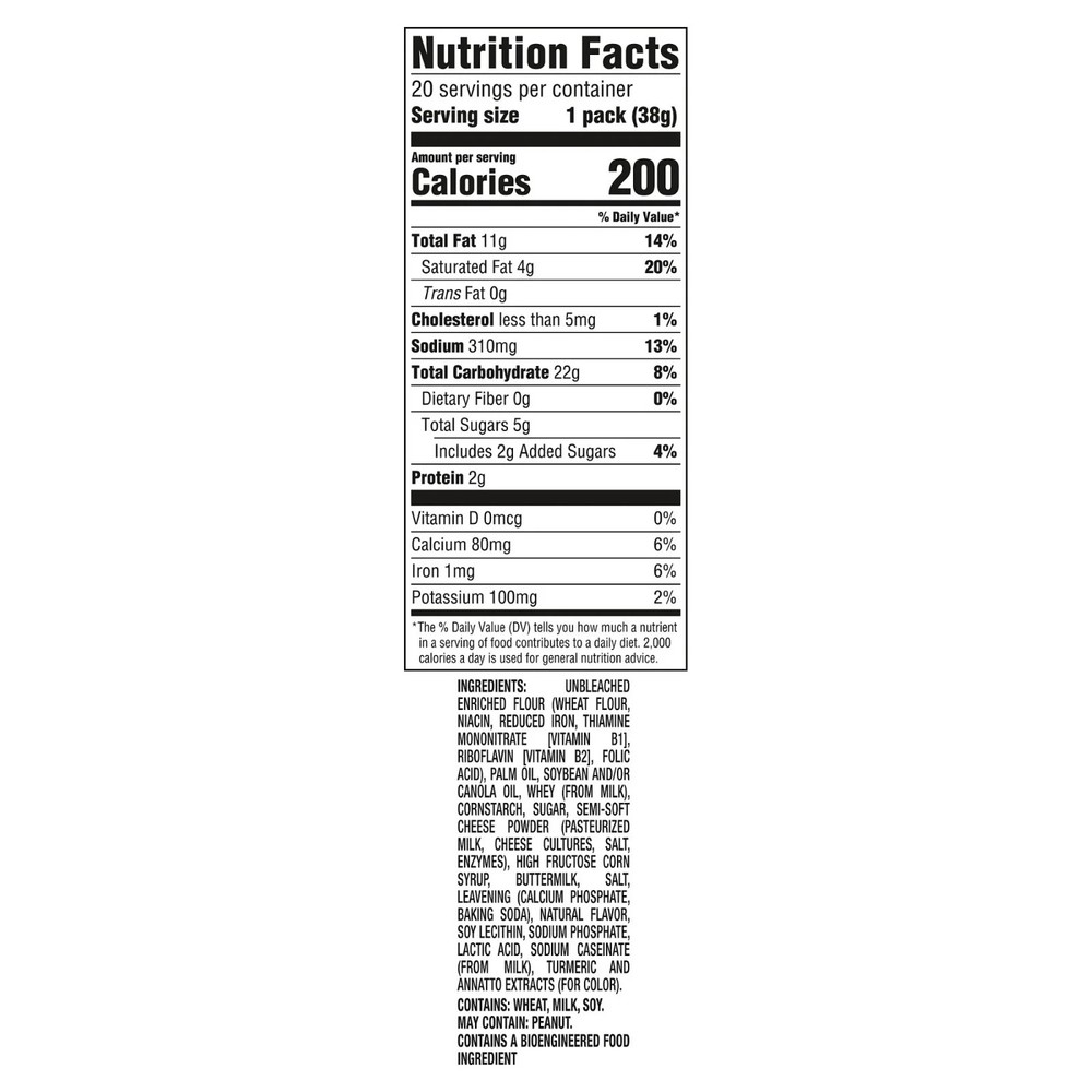 RITZ Cheese Sandwich Crackers, Lunch Snacks, 20 Snack Packs (6 Crackers Per Pack