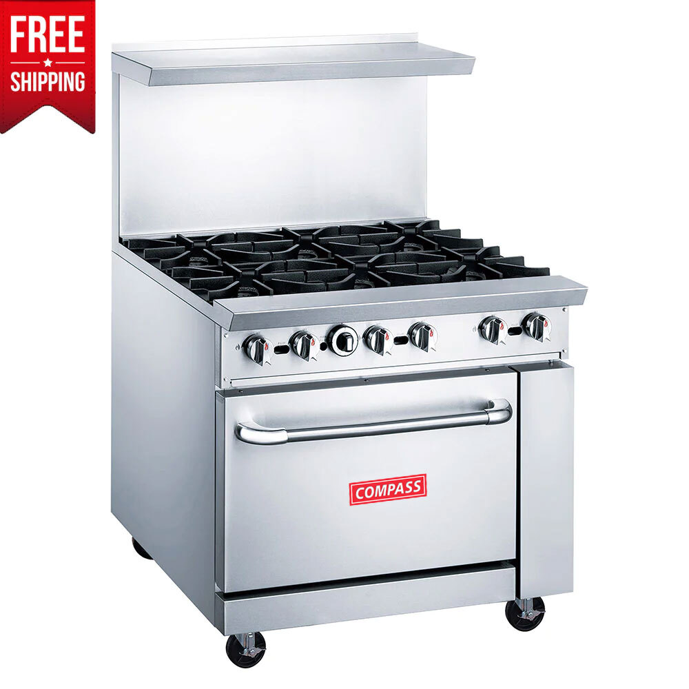Compass DCR36-6B 36" Gas Range with Four (6) Open Burners