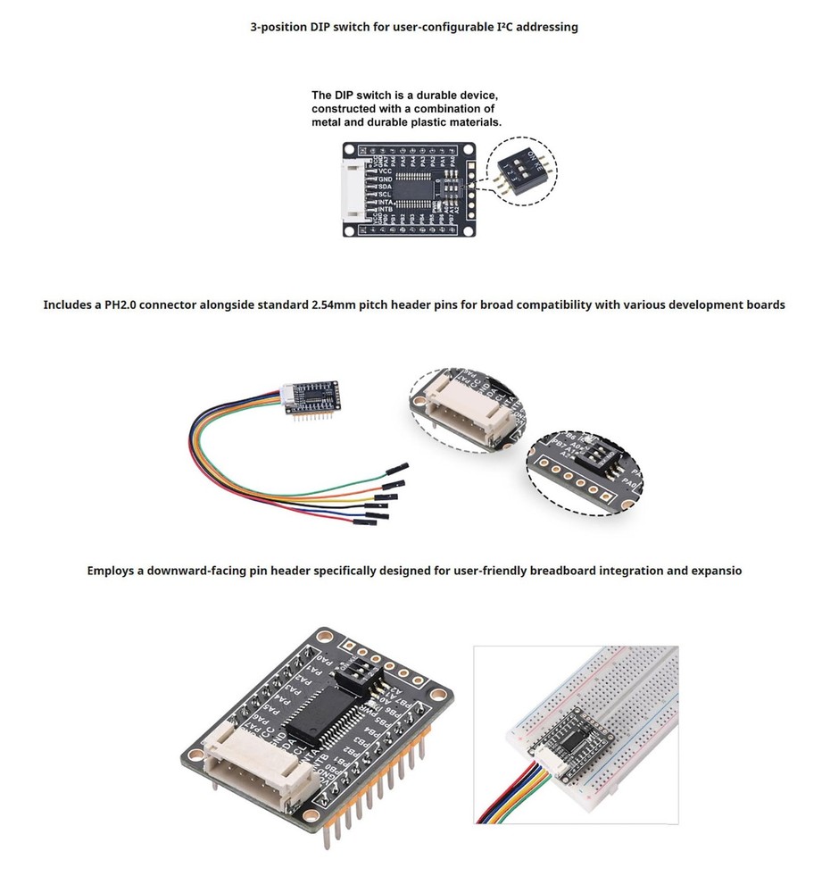 MCP23017 IO Expander Board I2C Interface 16 GPIO Pins for Raspberry Pi