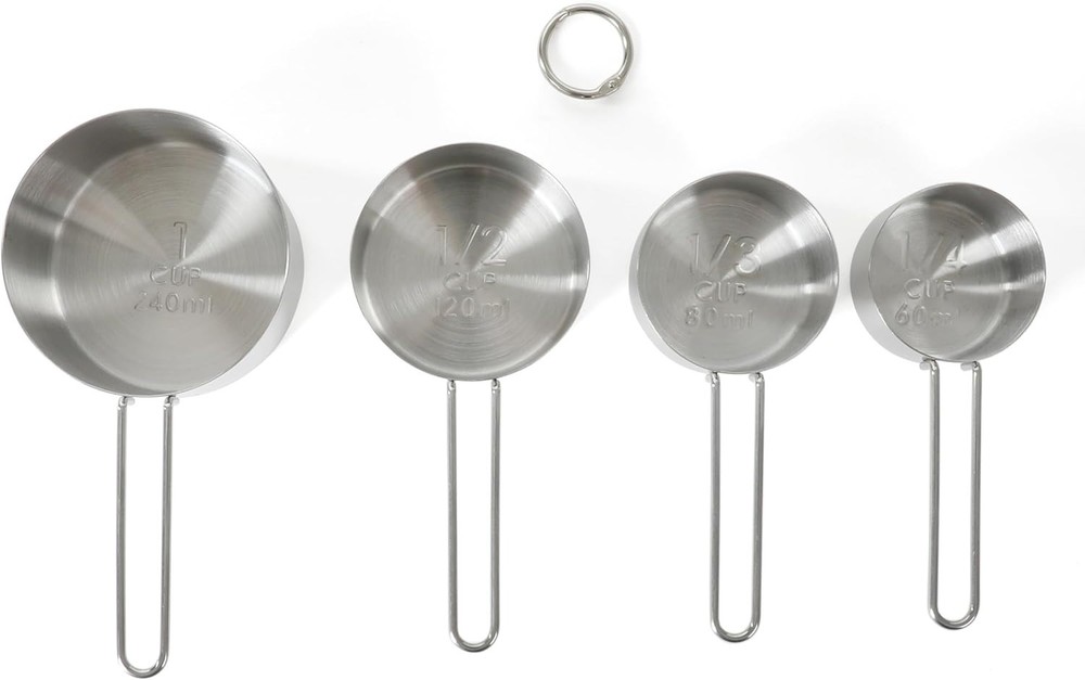 Richburn 4-Piece Stainless Steel Measuring Cups Set Kitchen Measuring Tools