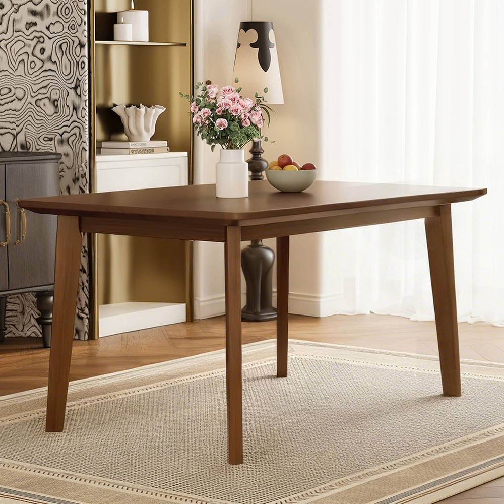 Rustic Farmhouse Dining Table - Solid Wood Frame, Minimalist Modern Dining Tab