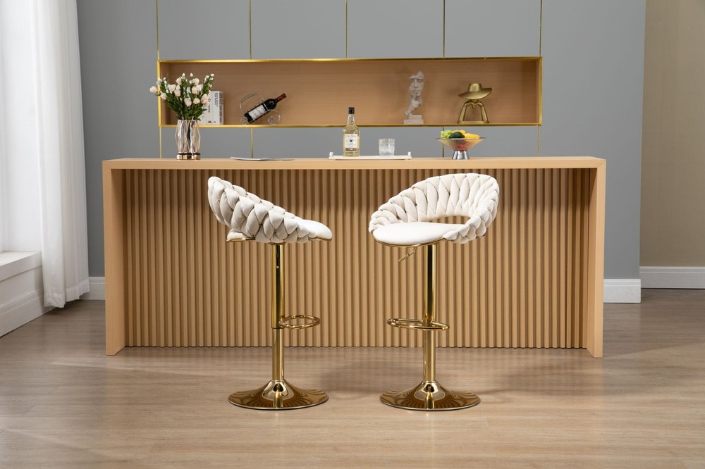 2PC COOLMORE Swivel Bar Stools: Adjustable, Footrest, Kitchen & Dining