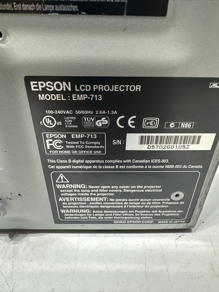 Epson EMP-713 PowerLite 713c Projector