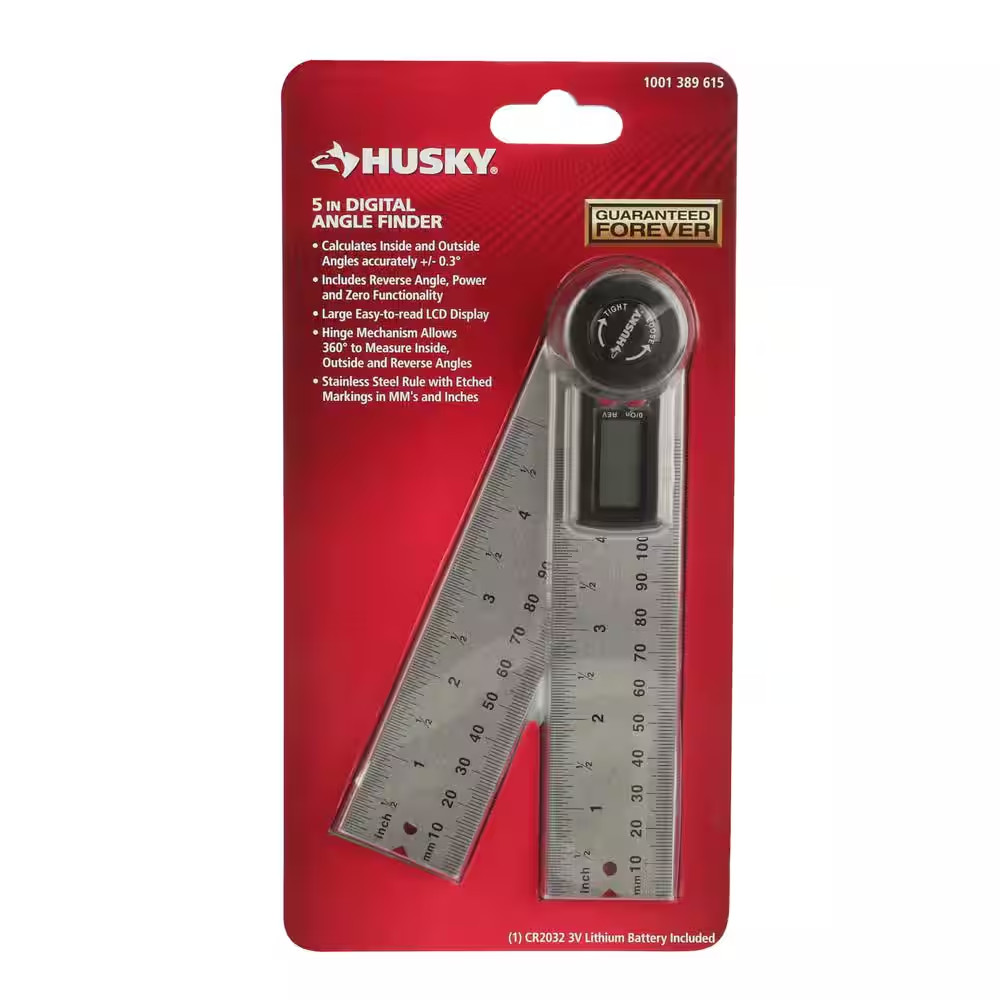 Husky Digital Angle Finder 5in Stainless Steel Protractor Measuring Tool
