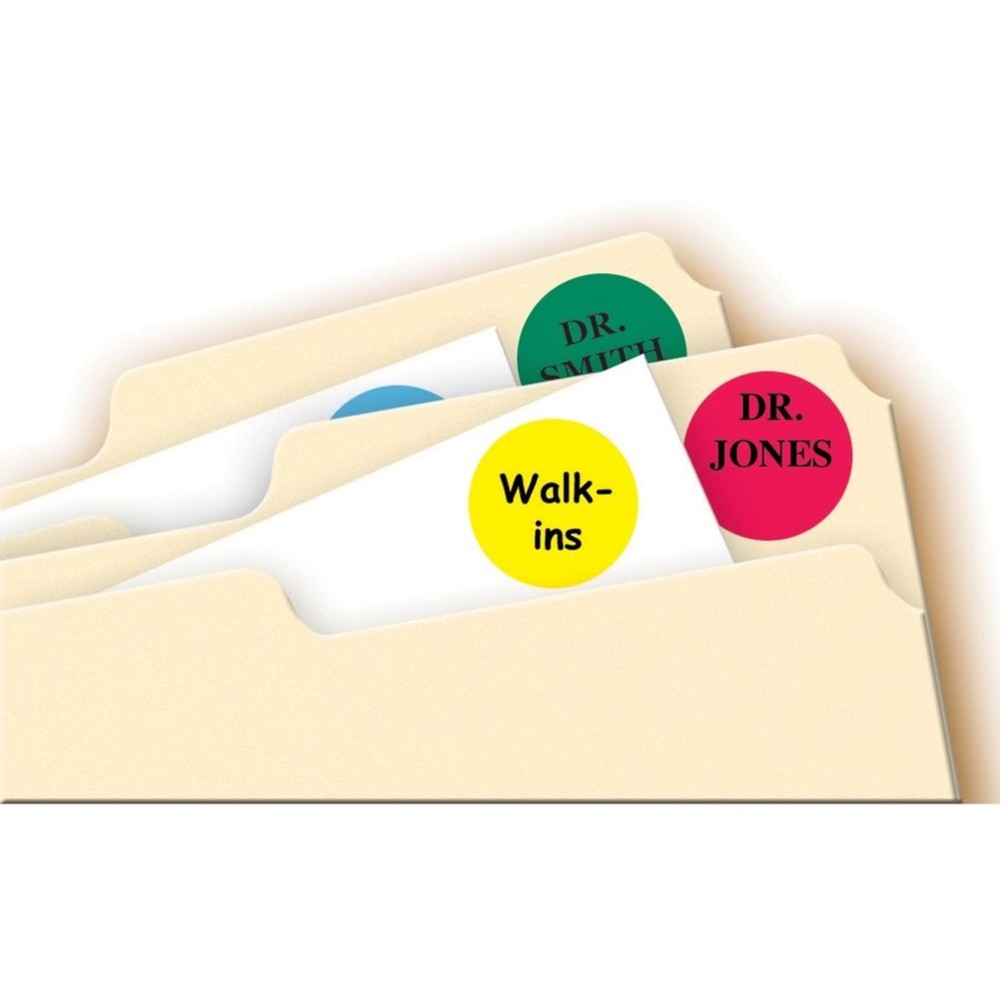 Removable Labels, 3/4" Round, 1008/PK, Assorted
