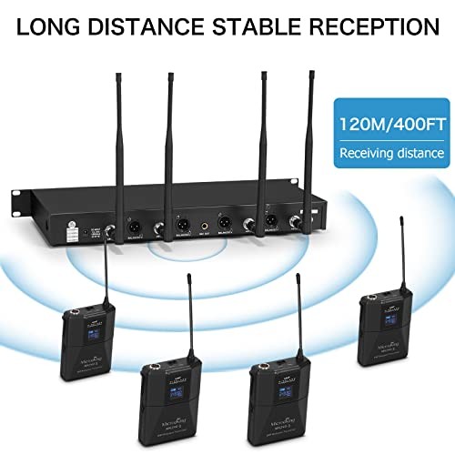 UHF Wireless Microphone System Cordless Lapel/Headset/Lavalier Mic(4