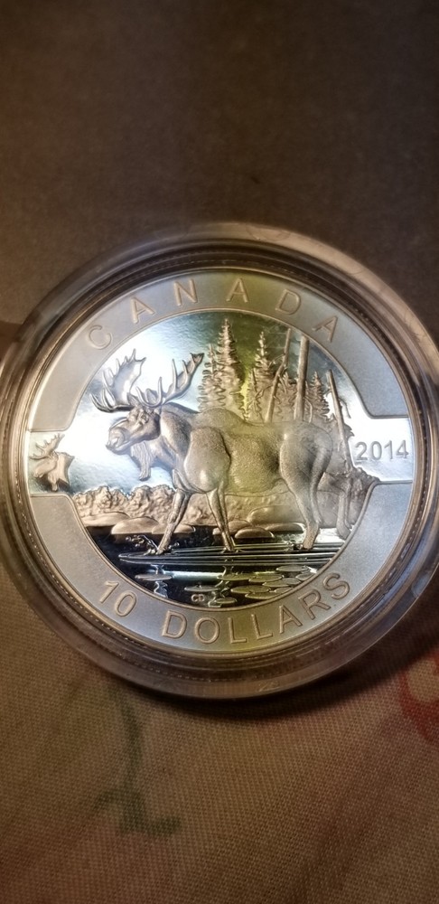 O Canada 2014 Proof Gem $10 Silver Coin Moose.