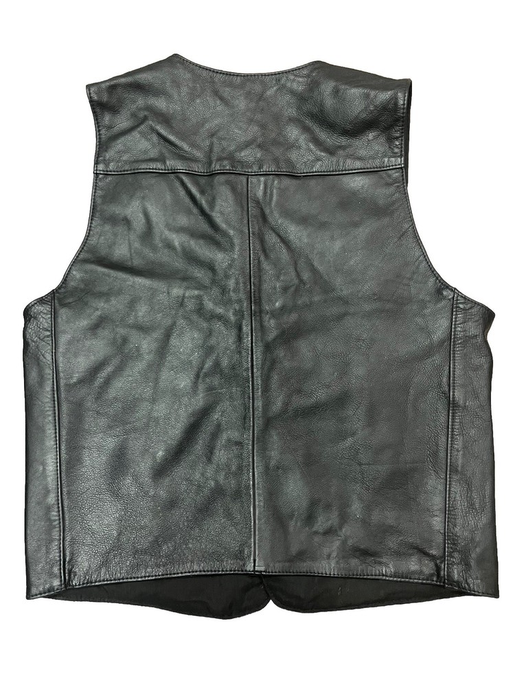HARLEY DAVIDSON MOTORCYCLE BLACK LEATHER CHAPS & VEST Size Medium