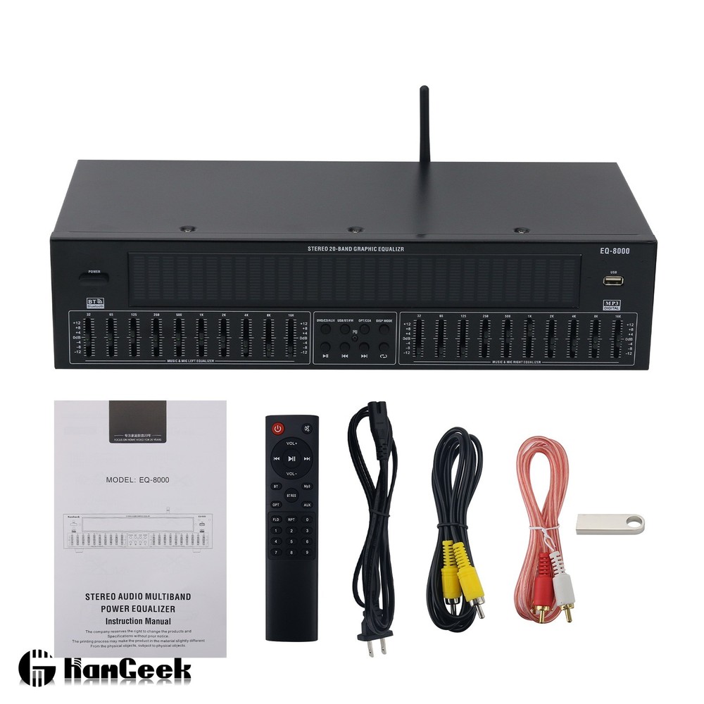 EQ8000 220V Green LED EQ Equalizer Bluetooth5.4 Digital Audio Decoder Processor