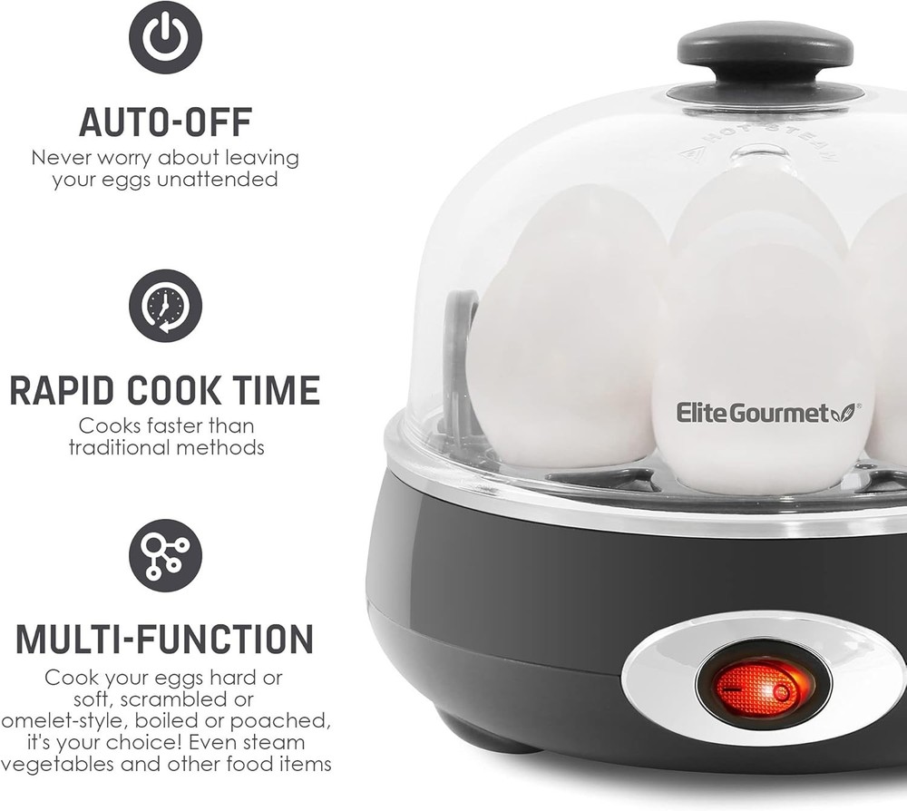 Automatic Egg Cooker for Perfect Boiled Eggs - 7-Egg Capacity, Timer & Buzzer