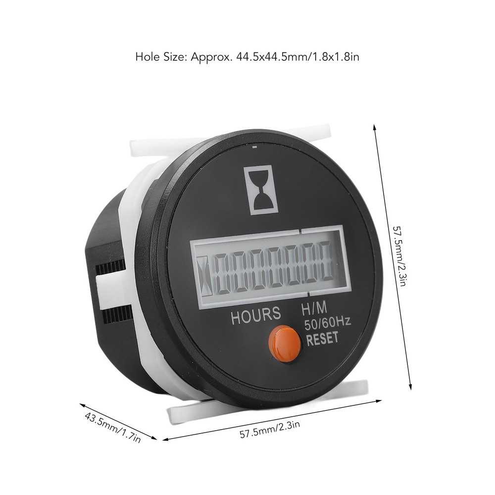 Hot Digital Hour Meter Mechanical Hourmeter Wide Range With Reset Button 24‑240V