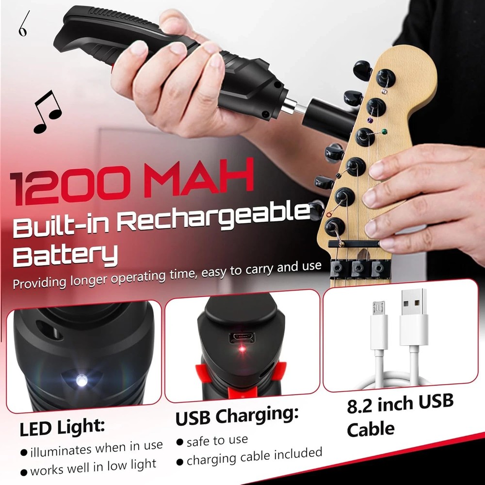 Guitar Tool Set, Electric String Winder, String Cutter, Bridge Pin Puller, 200RP