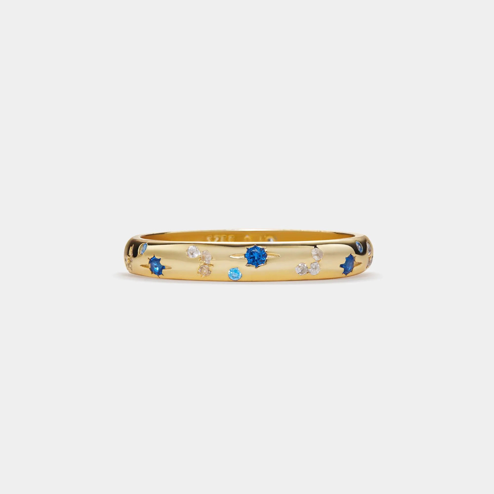 Blue Moon Star Stacking Band Ring in 925 Sterling Silver