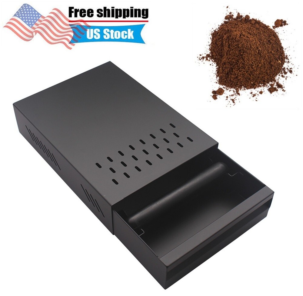 Coffee Machine Grounds Knock Box Drawer Style Espresso Residue Container Black