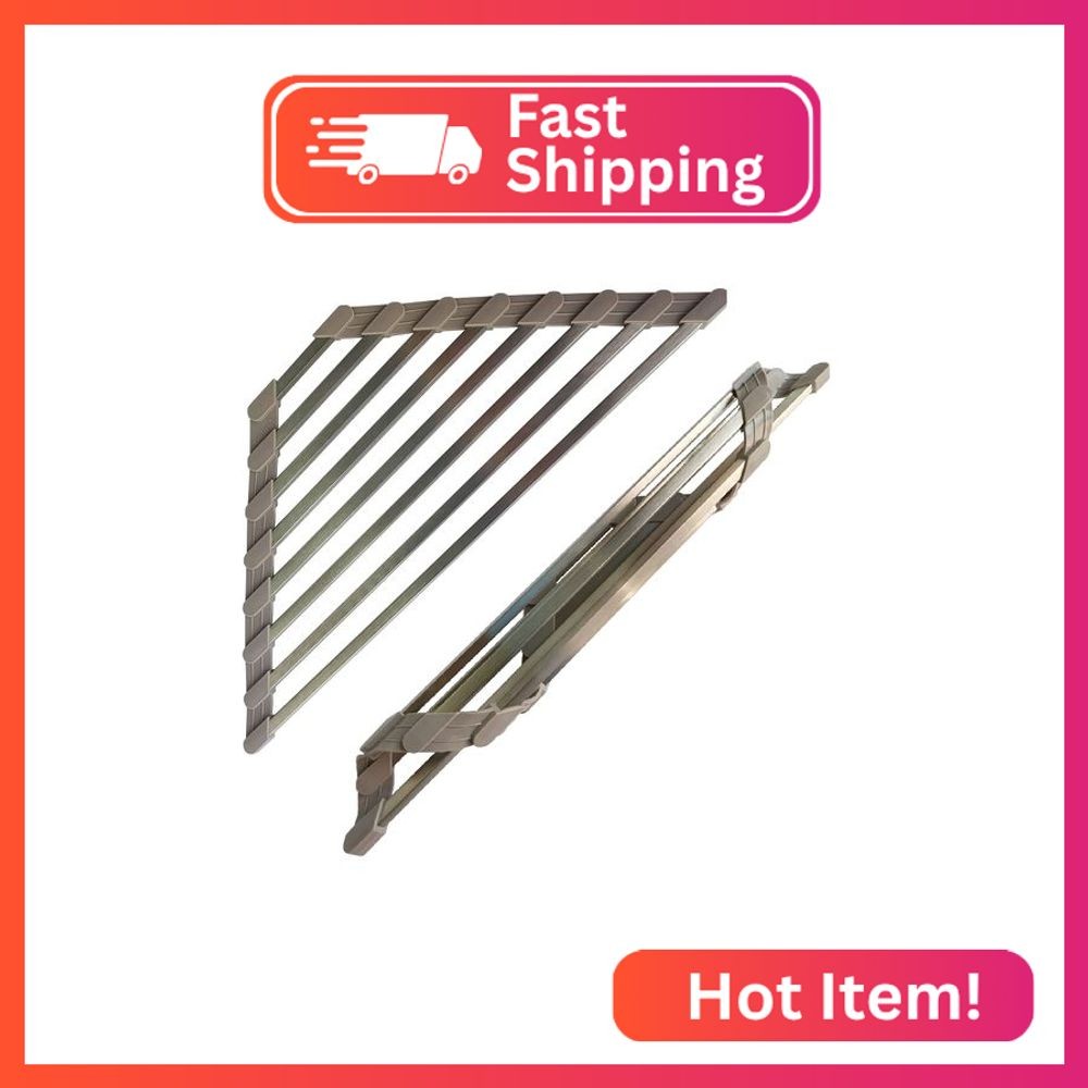 SHUYUE Triangle Dish Drying Rack for Sink Corner Roll Up Dish Drying Rack Foldin