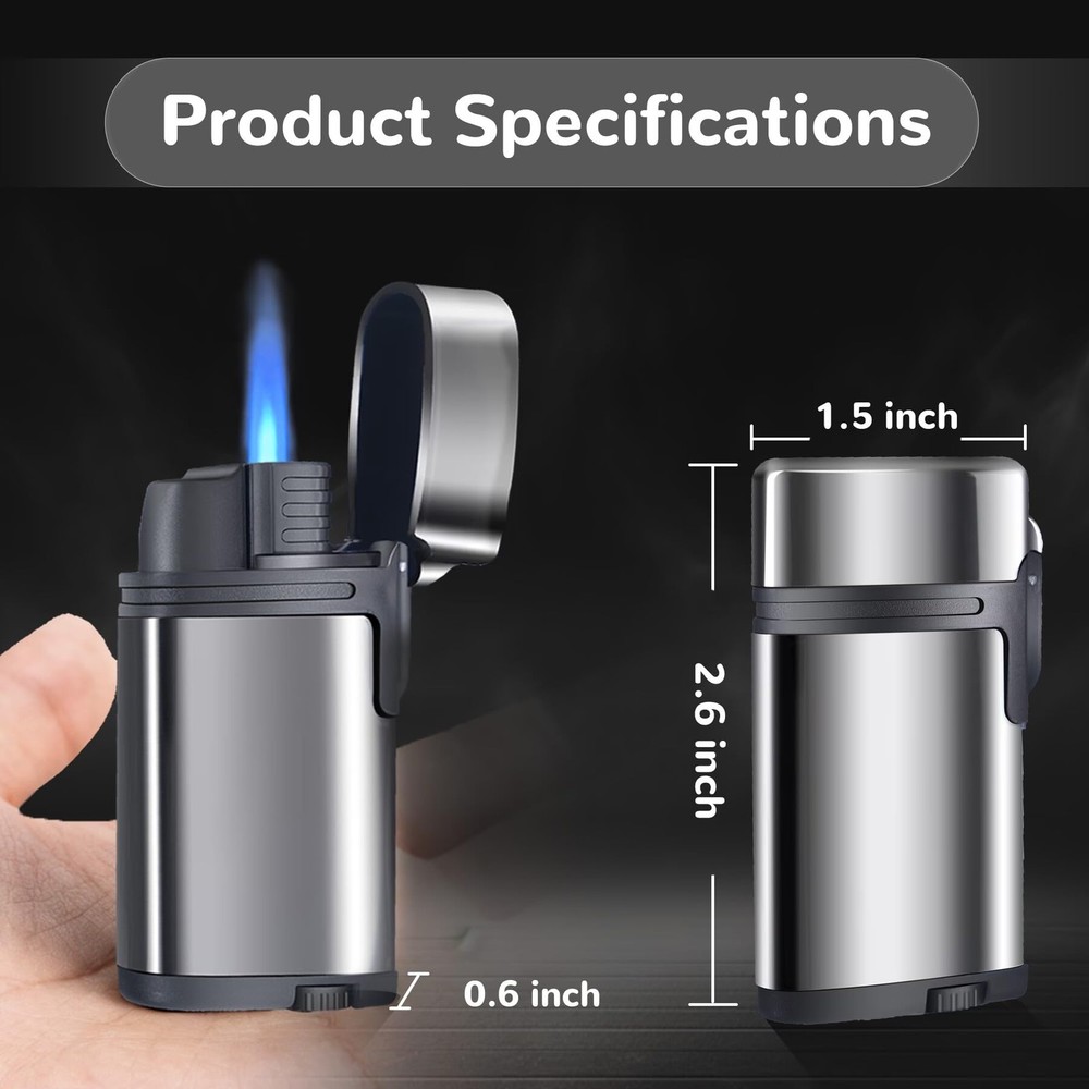 2 Pack Butane Torch Lighter Single Jet Flame Refillable Adjustable Mini Pocket