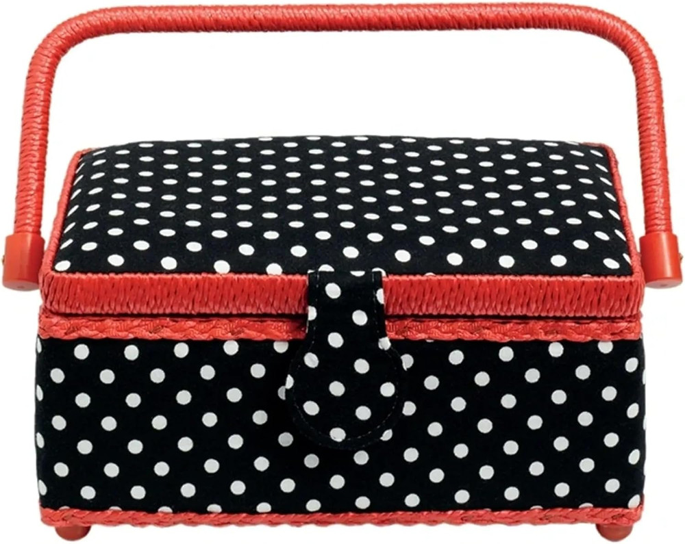 Sewing Basket Polka Dots Black/White S