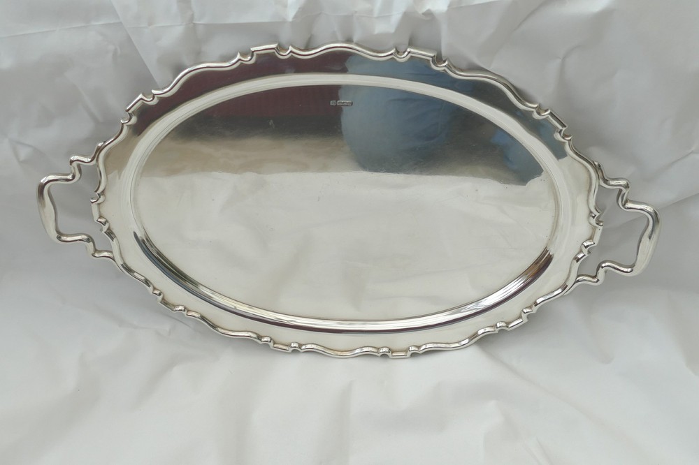 RARE GEORGE V HM STERLING SILVER 2 HANDLED TRAY 1919