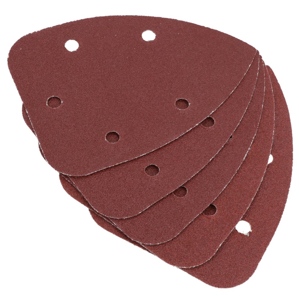 Hook And Loop Detail Sanding Pads Discs 140mm Triangular 80 Grit Medium 100pc
