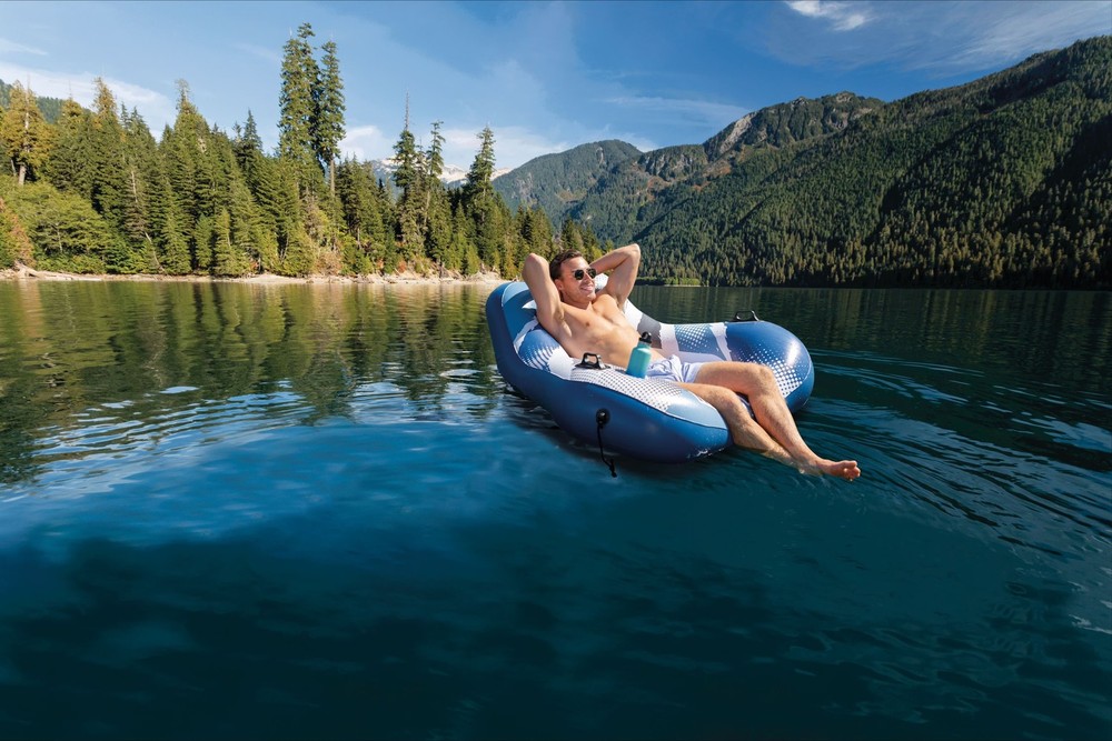 River Run I Wedge Inflatable Floating Water Lounge with Quick Connects