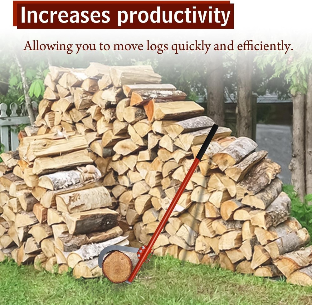 Cant Hook - 48" Wood Log Moving Tool With Adjustable Hook & Rubber Grip Handle