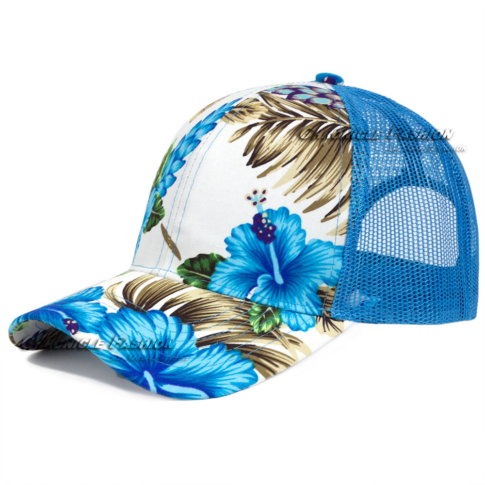 Trucker Hat Hawaii Floral Baseball Cap Adjustable Mesh Snapback Visor Blank Men