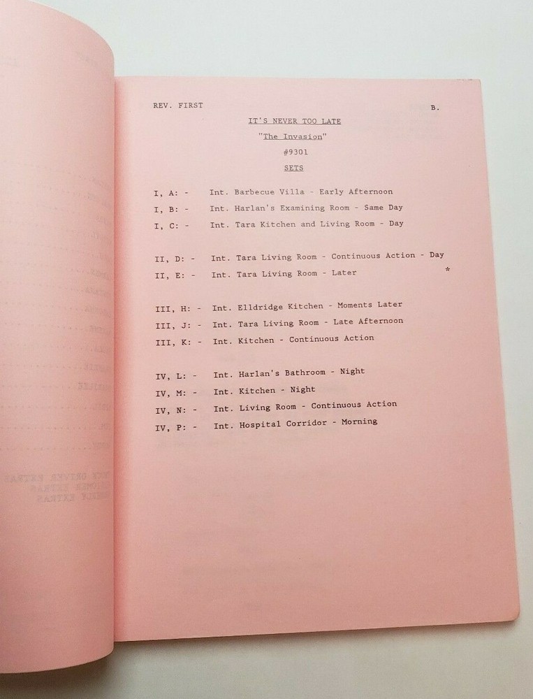 EVENING SHADE / James Hampton 1993 TV Script, Burt Reynolds "The Invasion"